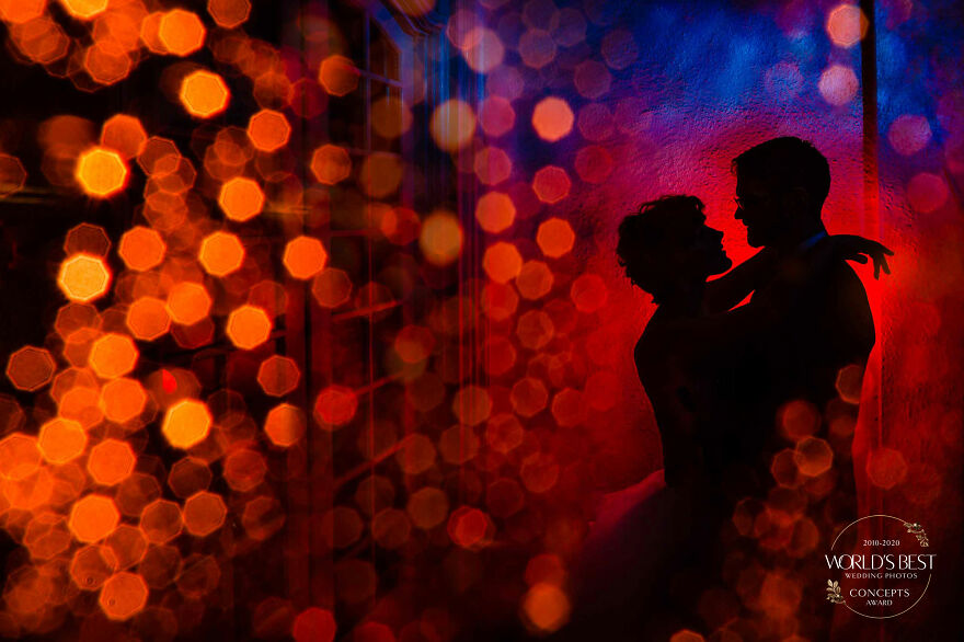 This Magical Burst Of Color And Light, Framing A Couple's Silhouette, By Jos & Tree