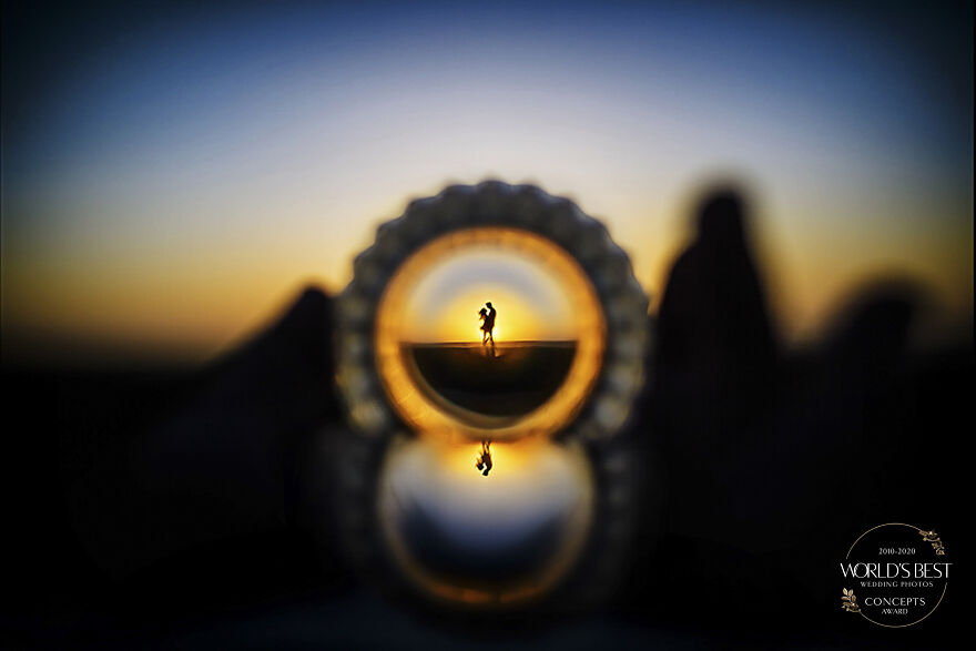 This Clever Silhouette Of A Couple Shot Through A Wedding Band, By Mauricio Arias Of Chrisman Studios