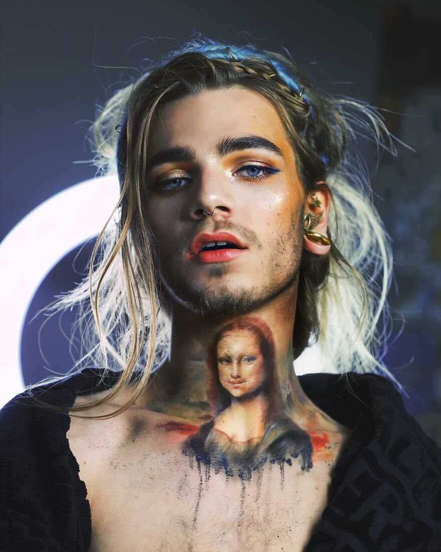 21-Year-Old Makeup Artist Uses His Face And Body As A Canvas To Recreate Famous Paintings (10 Pics)