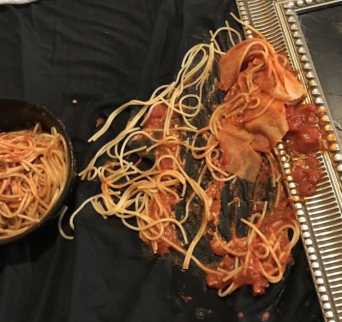 Breaking News: Local Idiot Spills Spaghetti On Her Bed