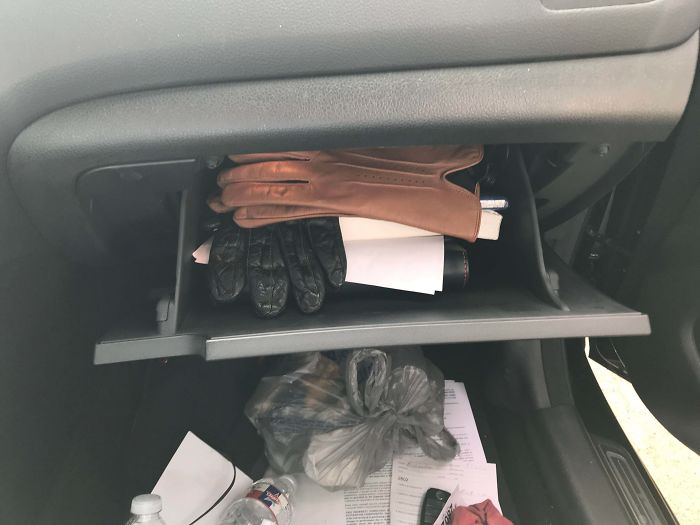 16 Years Of Writing Service And It Finally Happened. Gloves In A Glovebox