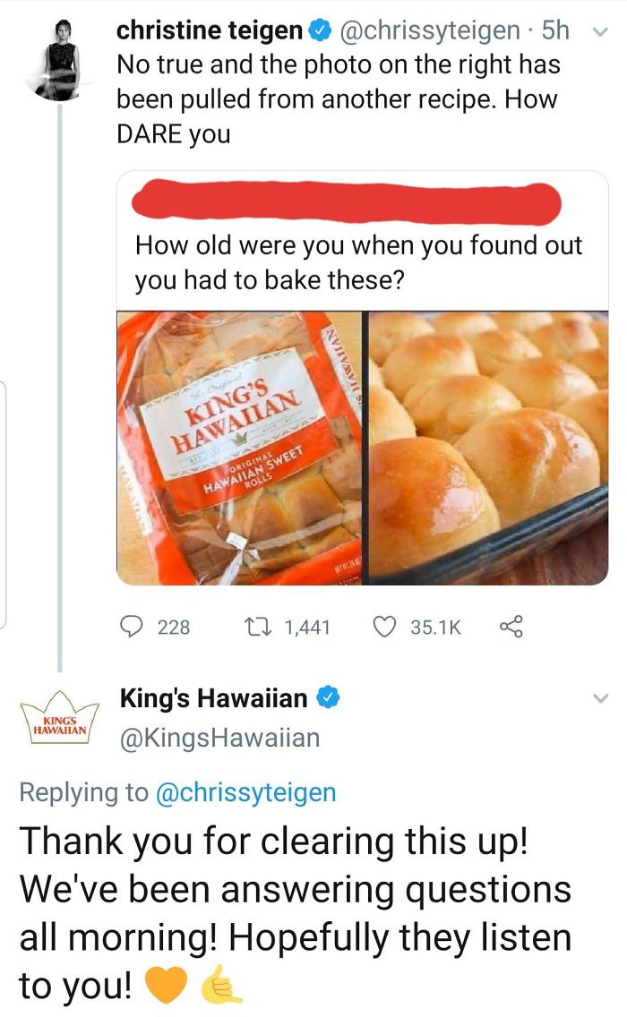 Getting Called Out By Chrissy Teigen And King's Hawaiian