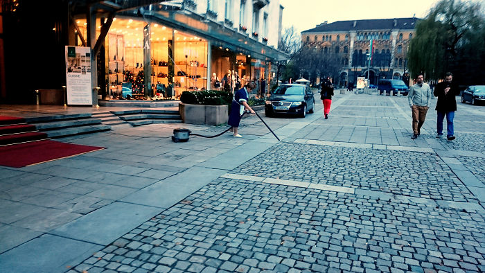 Just Vacuuming The Street In Front Of The 5-Star Hotel
