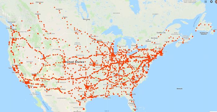 4 Years Of Trucking, Each Dot Is Somewhere He Spent >1 Hour