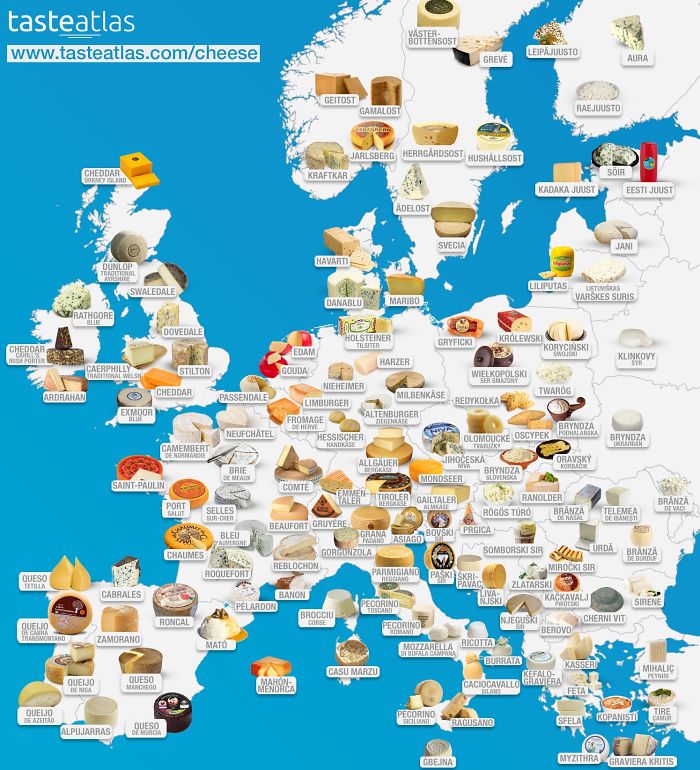 Mapa de quesos de Europa