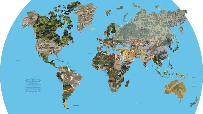 Map Of Almost All Countries And Their Respective Camo Patterns