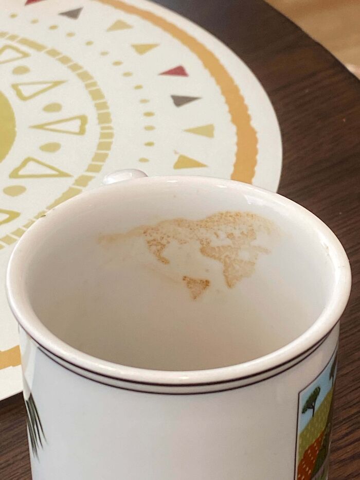 This Coffee Stain On My Cup Vaguely Resembles A World Map