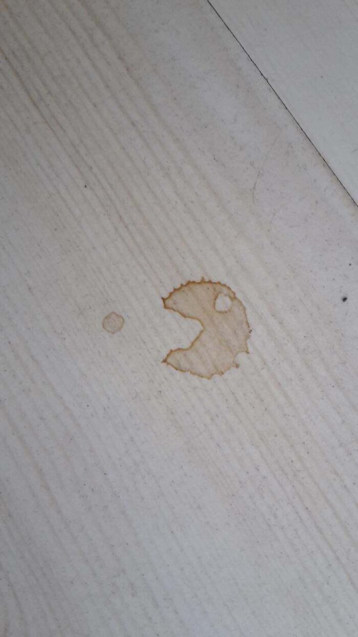 Coffee Stain On My Floor Look Like Pac-Man Eating A Pellet