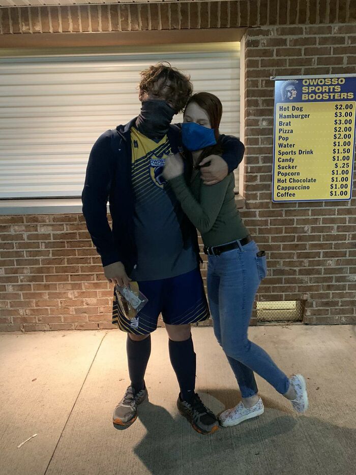 My Parents Couldn't Make It To My Senior Night For Soccer, So Day After Dental Surgery My Girlfriend Came To My Game So I Would Have Someone To Walk On The Field With 