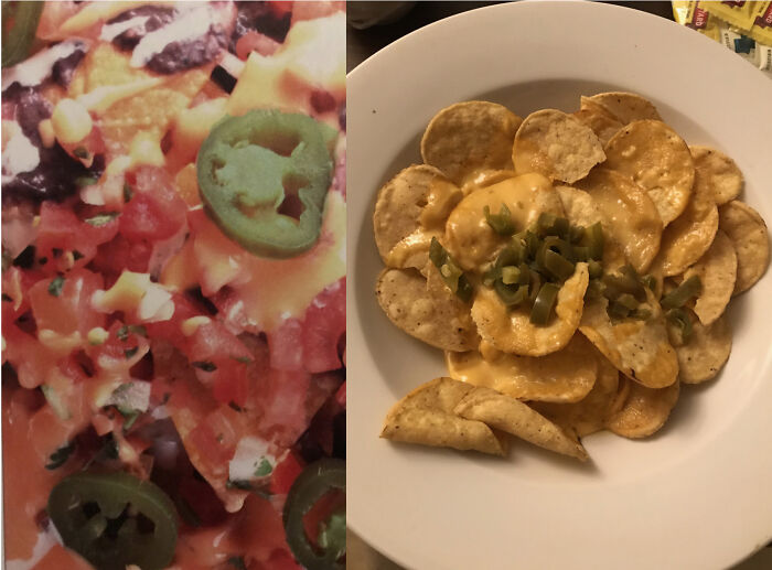 The Menu Picture Of The Nachos I Ordered From Room Service vs. The Nachos They Delivered To My Room