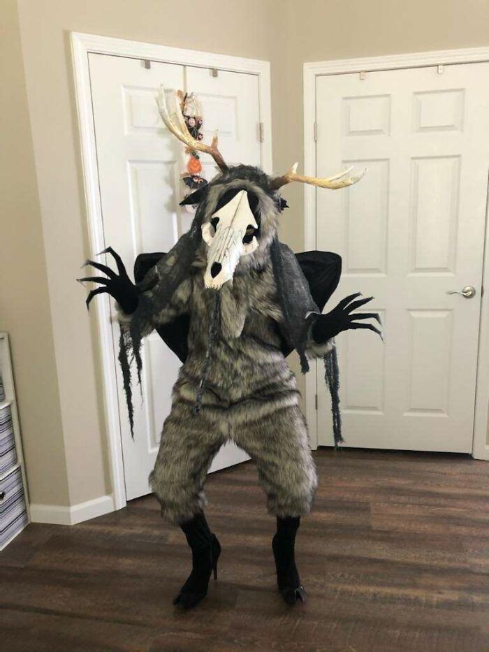 My Girlfriend's Wendigo Costume She Made, With A Working Jaw In The Mask When She Talks