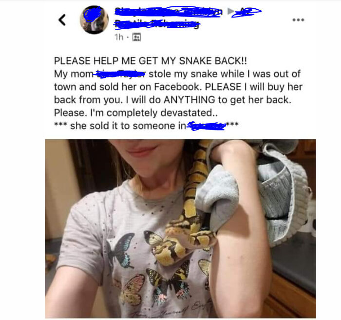 The Mother Steals And Sells Her Daughter's Pet Snake While Her Daughter Was Out Of Town