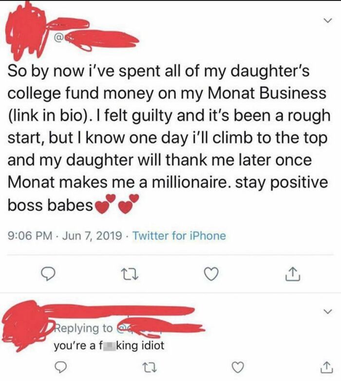 Using Your Daughter’s Entire College Fund To Pay For Your Crappy Pyramid Scheme Products