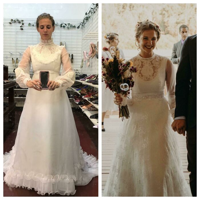 Updated A $25 1986 Wedding Dress To My Dream Dress. Details In Comments.