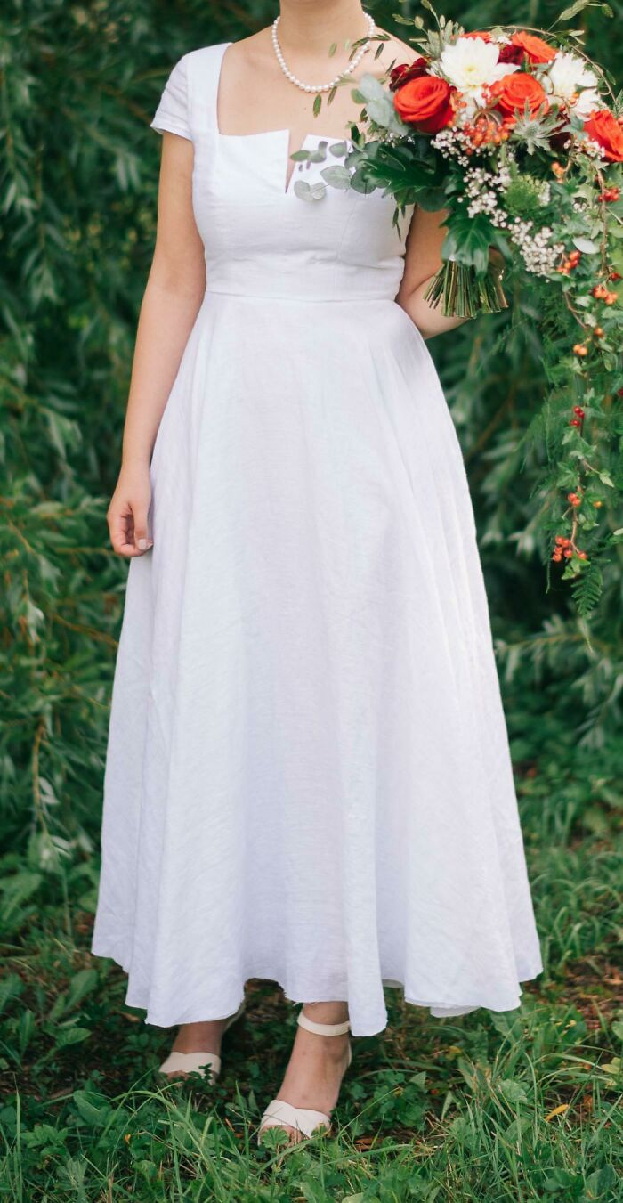 I Always Knew I Wanted To Make My Wedding Dress Myself. Despite Some Hiccups Along The Way, I Was So Happy With How This Simple Linen Dress Turned Out And How "Me" It Is!