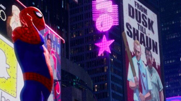 In Spider-Man: Into The Spider-Verse (2018), You Can See A Poster For “From Dusk Till Shaun”, A Sequel To Shaun Of The Dead (2004). This Was A Real Pitch Written (As A Joke) By Simon Pegg