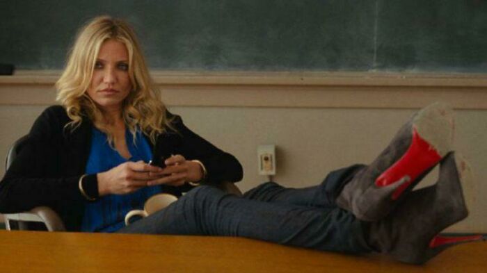 In Bad Teacher(2011) Her Shoes Are Expensive Loubotutin Red Bottom Shoes, But They’re All Worn Cause She Doesn’t Have Her Sugar Daddy Anymore