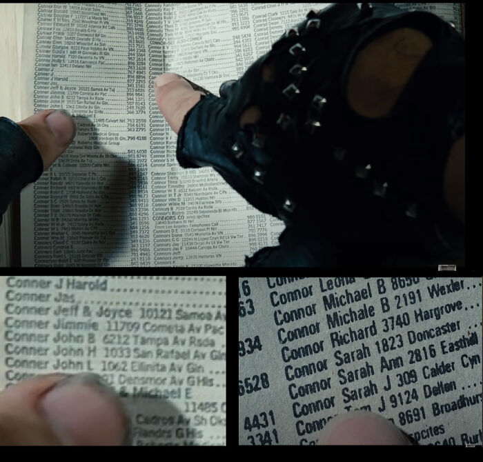 In The Terminator (1984), The T-800 Is Actually Searching The Phonebook With Both Fingers. A Closeup Shot Shows His Right Finger Hover Down To Sarah, But In The Wide Shot Its Revealed He's Already Found John Conner With His Left