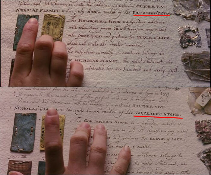 The First Harry Potter Film Has Two Different Names: In Europe It's Called Harry Potter And The Philosopher's Stone (2001), And In America It's Called Harry Potter And The Sorcerer's Stone. Depending On Which Version, Hermione Is Reading About A Different Stone