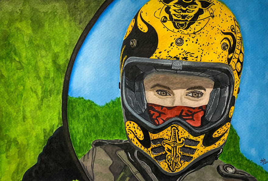 @ashtrokes - Combining Two Of My Passions Riding And Drawing Together To Make Realistic Drawings Which Takes 30 To 70 Hours!
