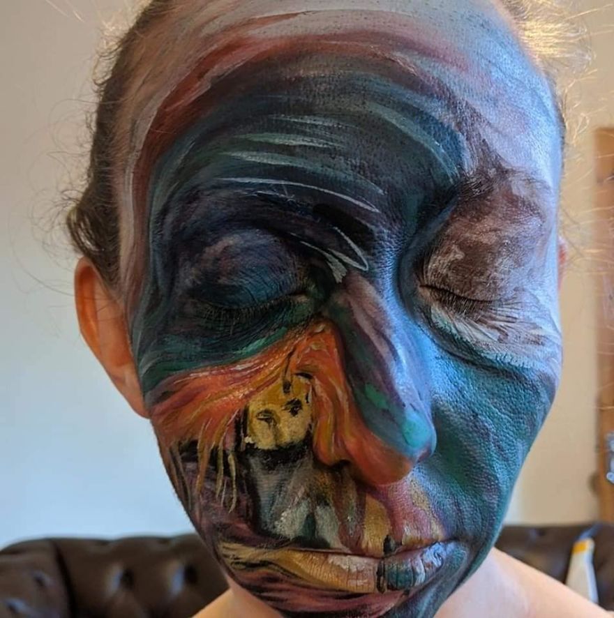 Angel Burns Spent 52 Weeks Recreating Famous Artworks Using Face Paints. Angel Burns Spent 52 Weeks Recreating Famous Artworks Using Face Paints.
