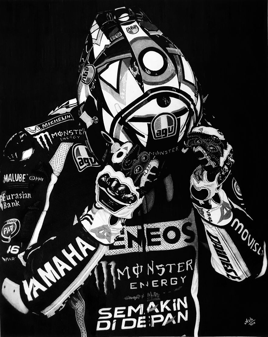 @ashtrokes - Combining Two Of My Passions Riding And Drawing Together To Make Realistic Drawings Which Takes 30 To 70 Hours!