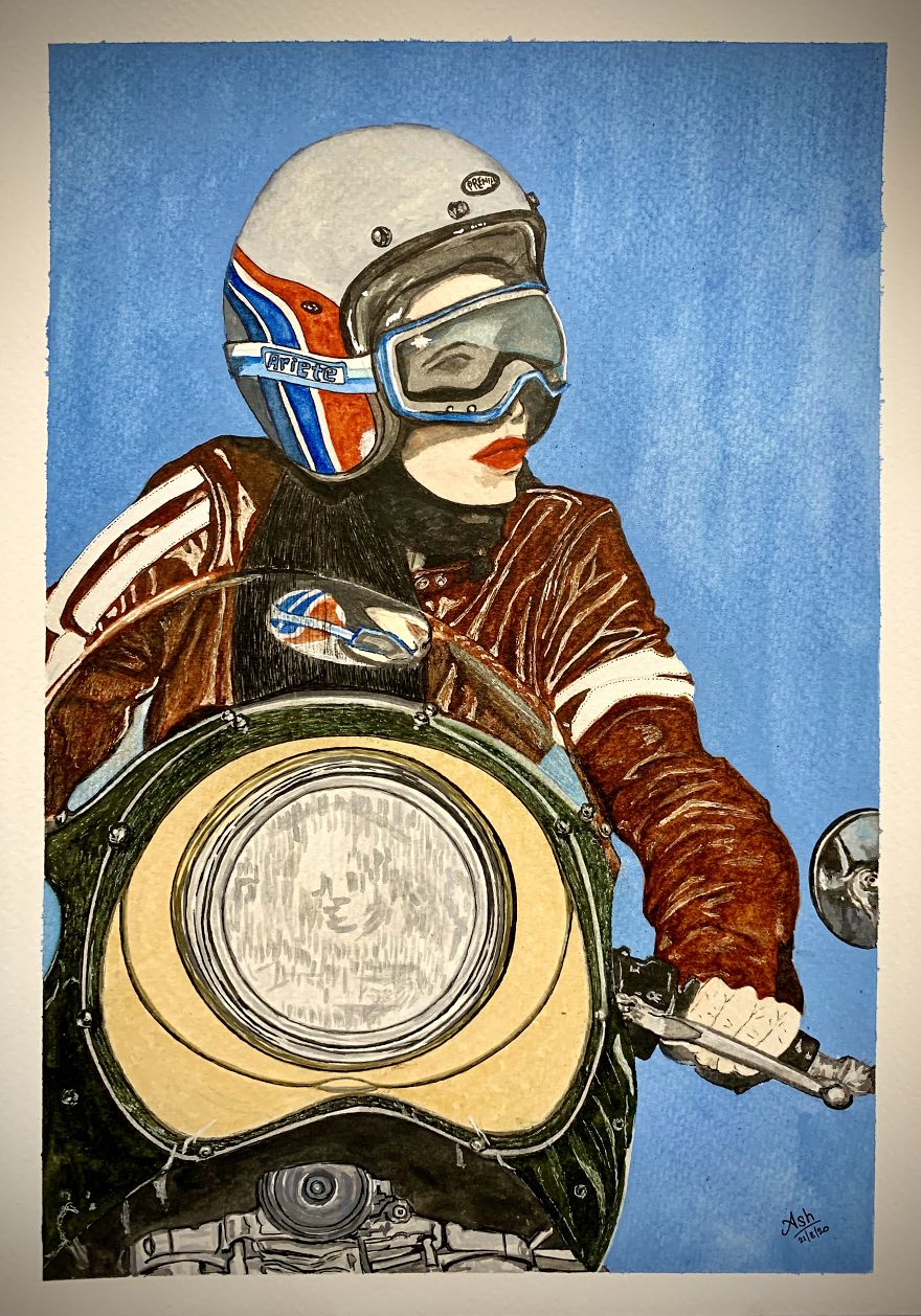 @ashtrokes - Combining Two Of My Passions Riding And Drawing Together To Make Realistic Drawings Which Takes 30 To 70 Hours!
