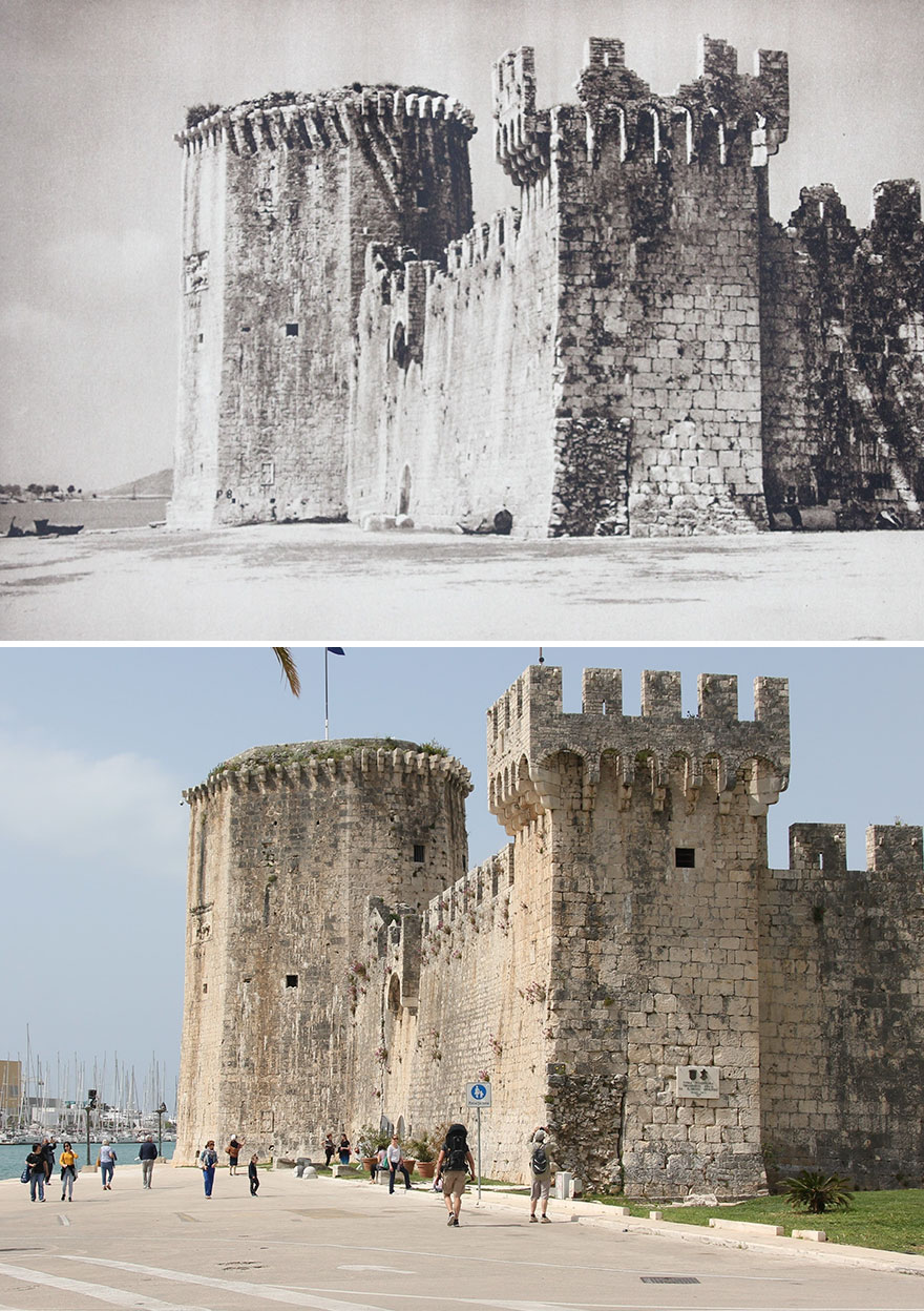 Kamerlengo Castle, Trogir, Croatia, 1926 vs. 2019