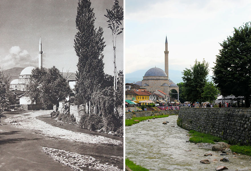 Sinan Pasha Mosque, Prizren, Kosovo, 1926 vs. 2018