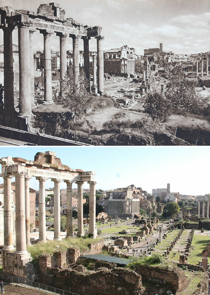 Foro romano, Roma, Italia, 1925 VS 2016