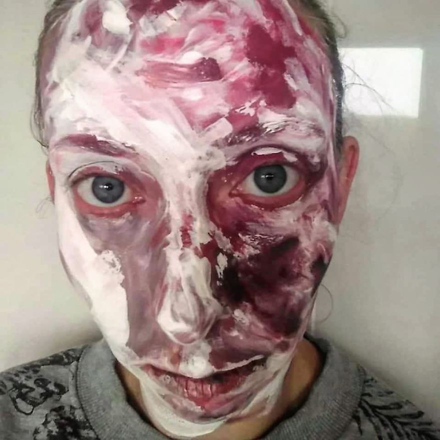 Angel Burns Spent 52 Weeks Recreating Famous Artworks Using Face Paints. Angel Burns Spent 52 Weeks Recreating Famous Artworks Using Face Paints.
