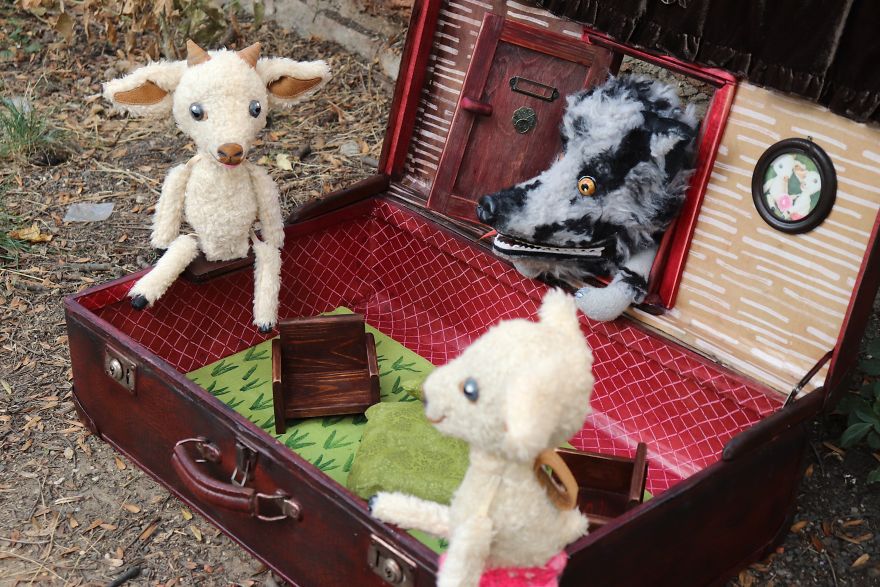 small Puppet Theatre From A Suitcase
the Fairy Tale About Baby Goats