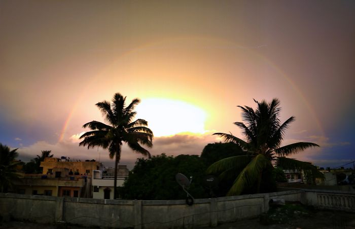 This Rainbow I Once Captured One Evening. That Glow In The Cloud's From Sun's Reflection!