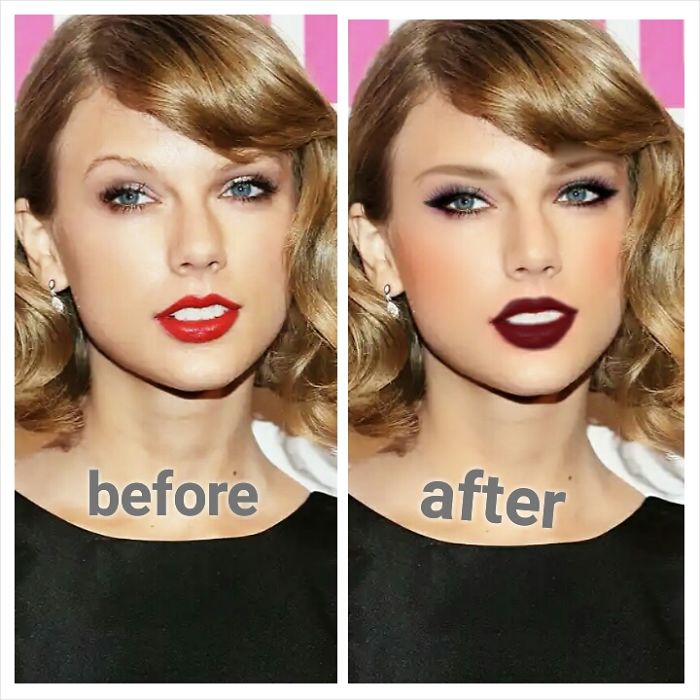 Picture Of Few Females Celebrities With Full Fun Make Up Editing But Which One Is Best(Before Or After?)