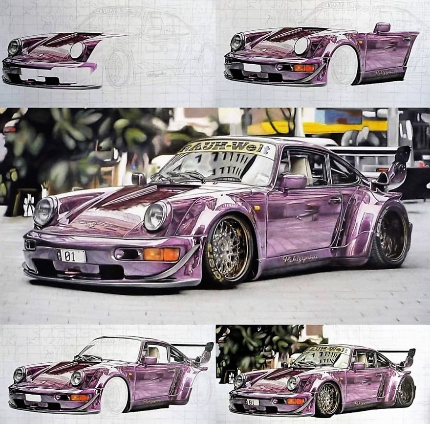 Porsche 911 Rwb Speed Drawing