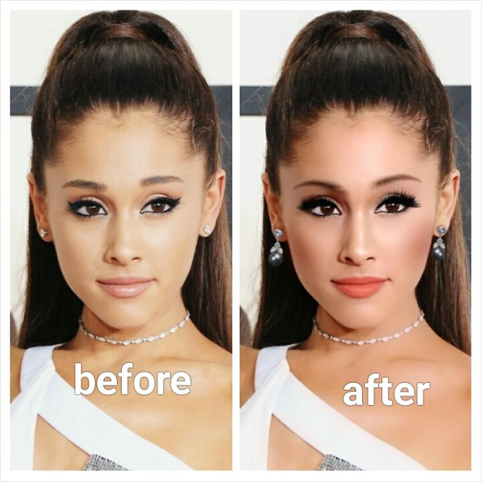 Picture Of Few Females Celebrities With Full Fun Make Up Editing But Which One Is Best(Before Or After?)