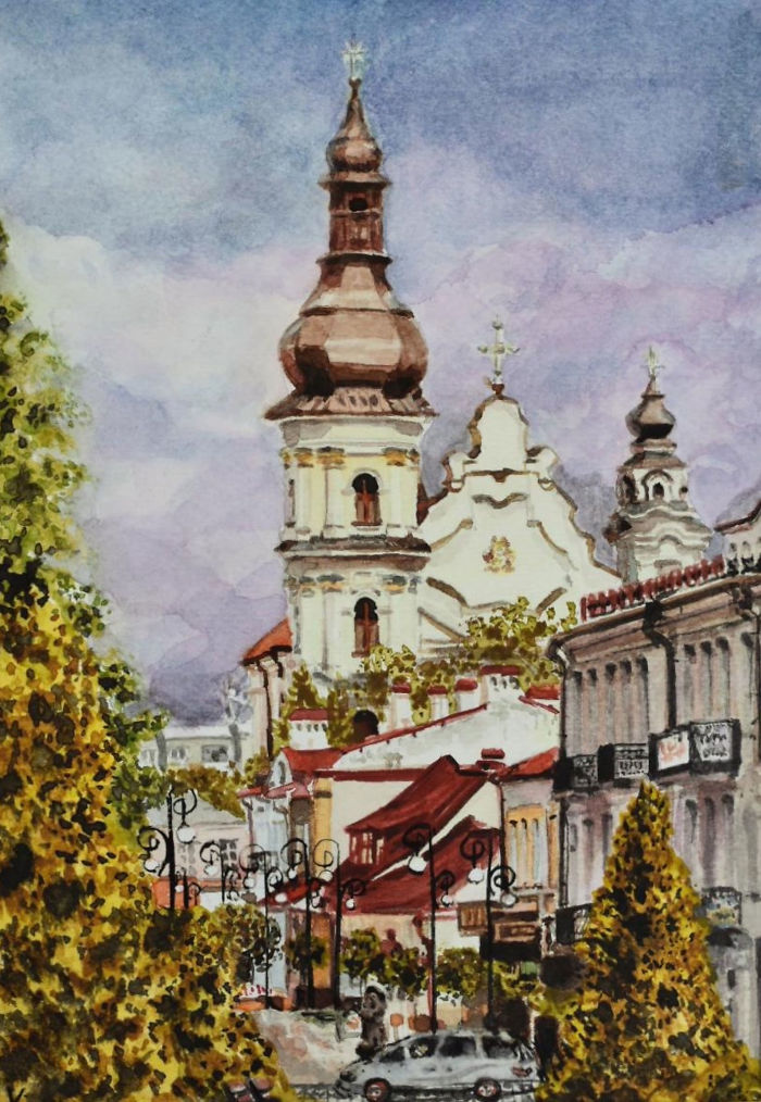 A Street View Of The Cathedral In My Hometown Pinsk