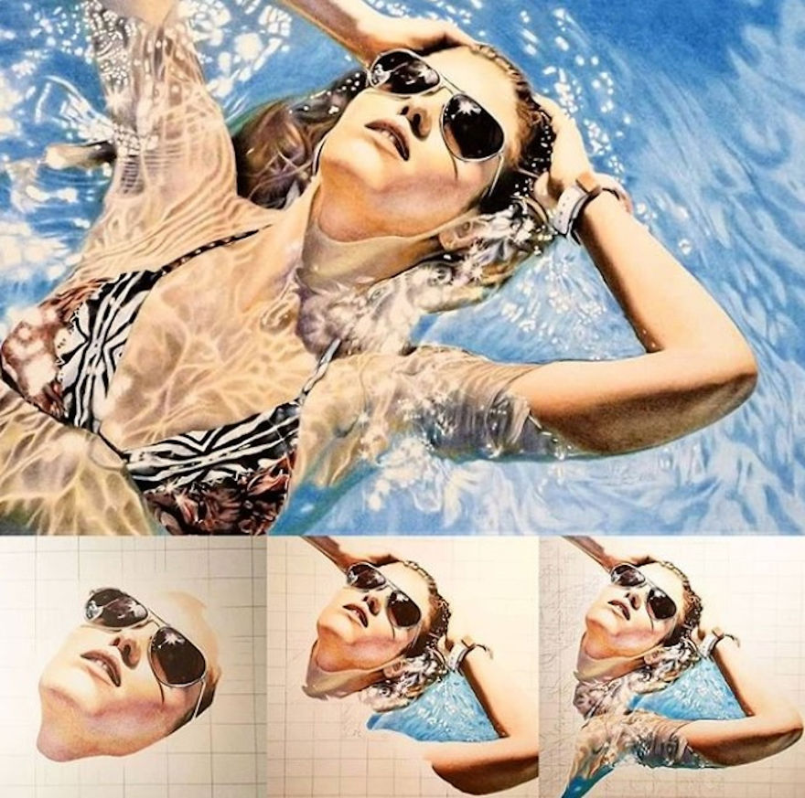 Woman In The Swimming Pool Speed Drawing By Sielukart