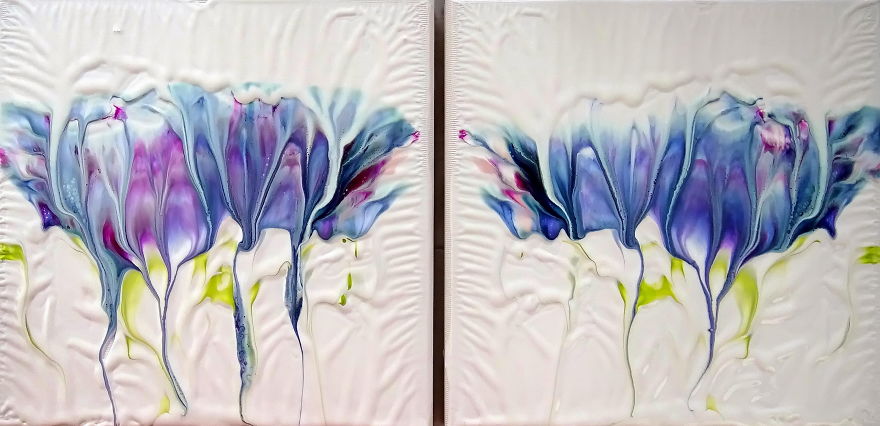 My Simple Flower Diptych Acrylic Pour Painting Guide For Beginners