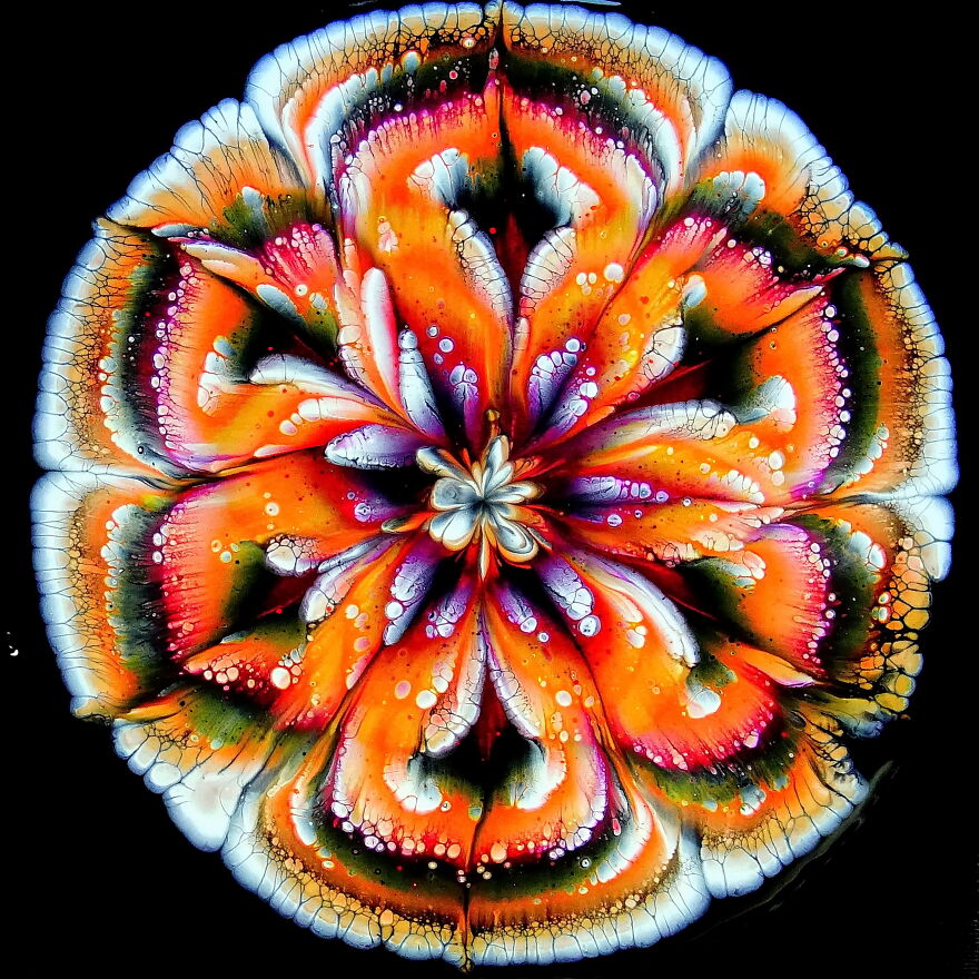 Halloween Flower ~ Cup Bottom Reverse Flower Dip ~ Acrylic Pour Painting Halloween Flower ~ Cup Bottom Reverse Flower Dip ~ Acrylic Pour Painting