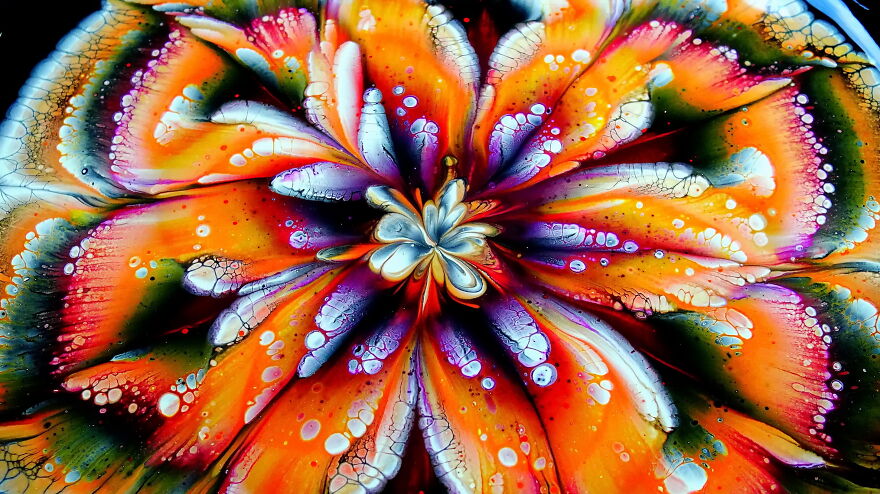 Halloween Flower ~ Cup Bottom Reverse Flower Dip ~ Acrylic Pour Painting Halloween Flower ~ Cup Bottom Reverse Flower Dip ~ Acrylic Pour Painting