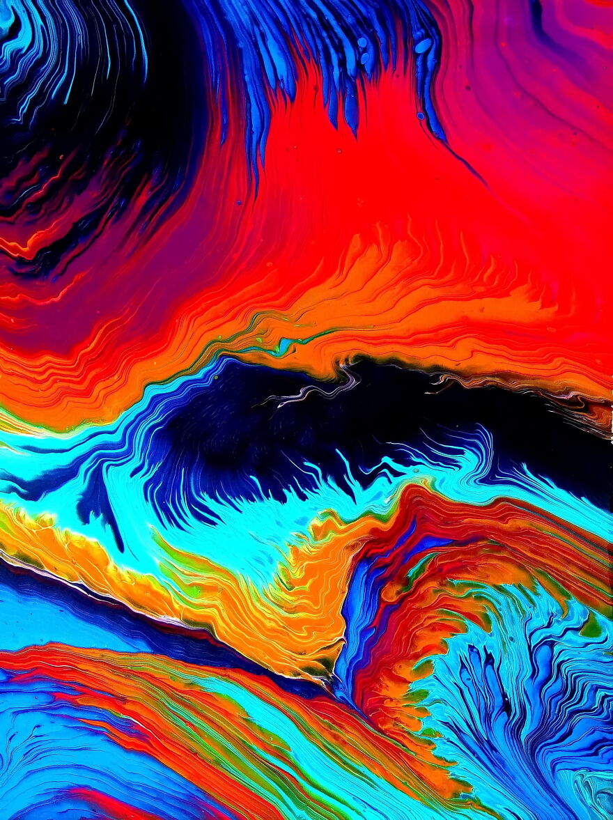Split Cup Pour On Rectangular Canvas ~ Acrylic Pouring Technique ~ Fluid Art