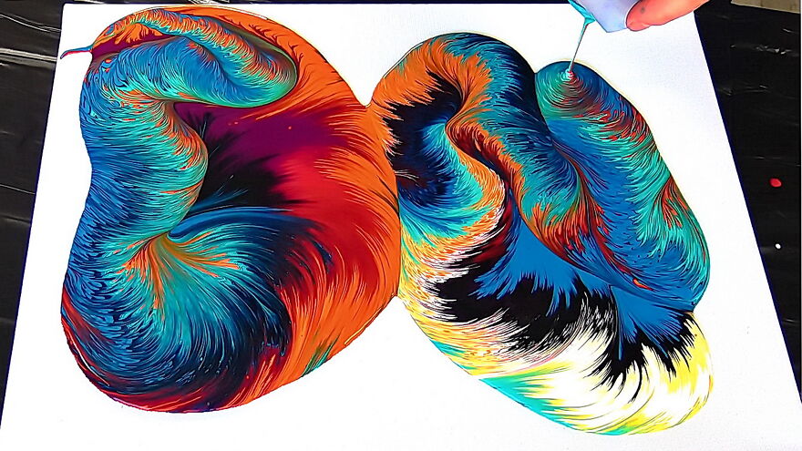 Split Cup Pour On Rectangular Canvas ~ Acrylic Pouring Technique ~ Fluid Art