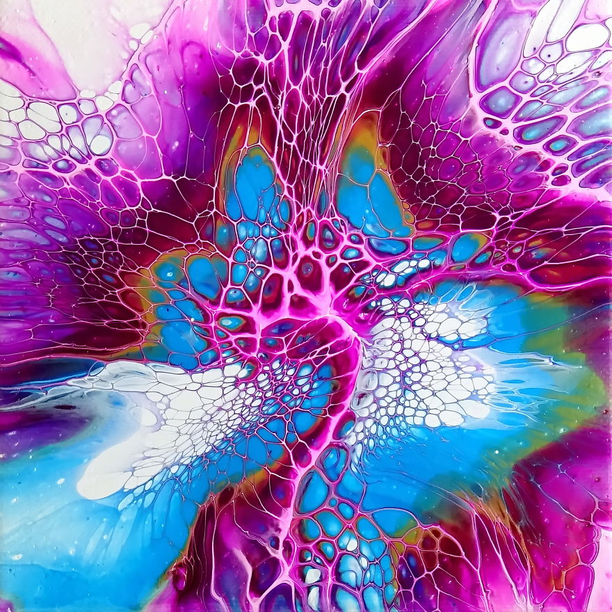 Pink Dragon ~ Bloom Technique ~ Acrylic Pour Painting ~ Trying My Pouring Medium