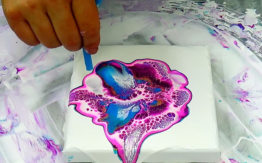 Pink Dragon ~ Bloom Technique ~ Acrylic Pour Painting ~ Trying My Pouring Medium