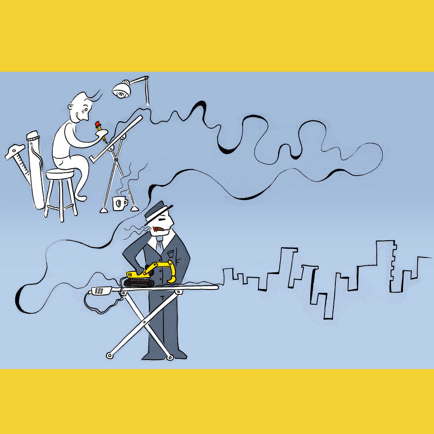 Yellow Framed Cartoons Of Everyday Life From "Kartun Çizim" Caricature Blog