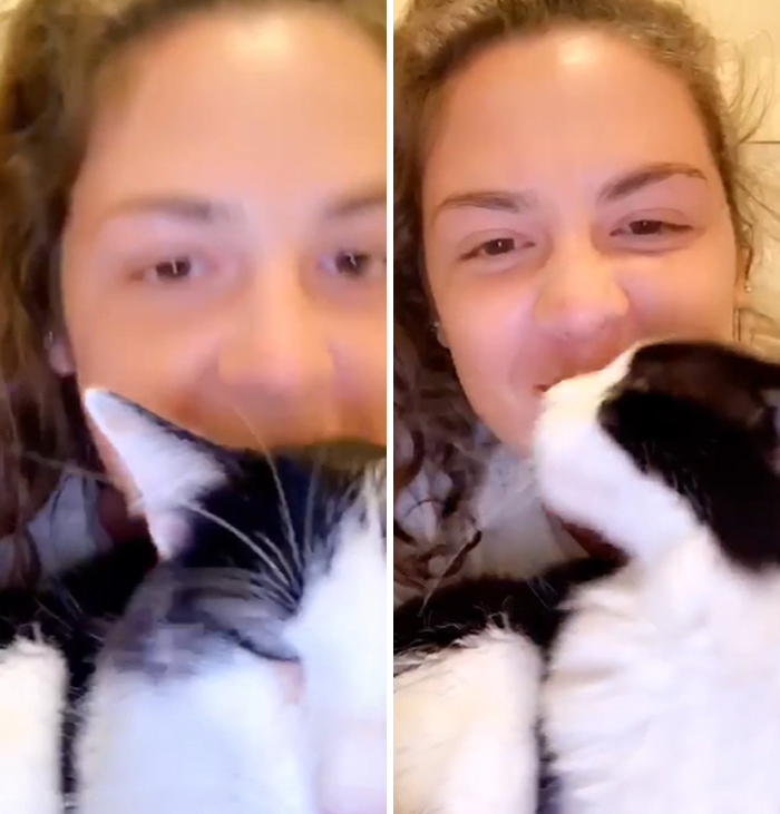 A Cat Adopted My Sister. When You Kiss Her, She Kisses Back!