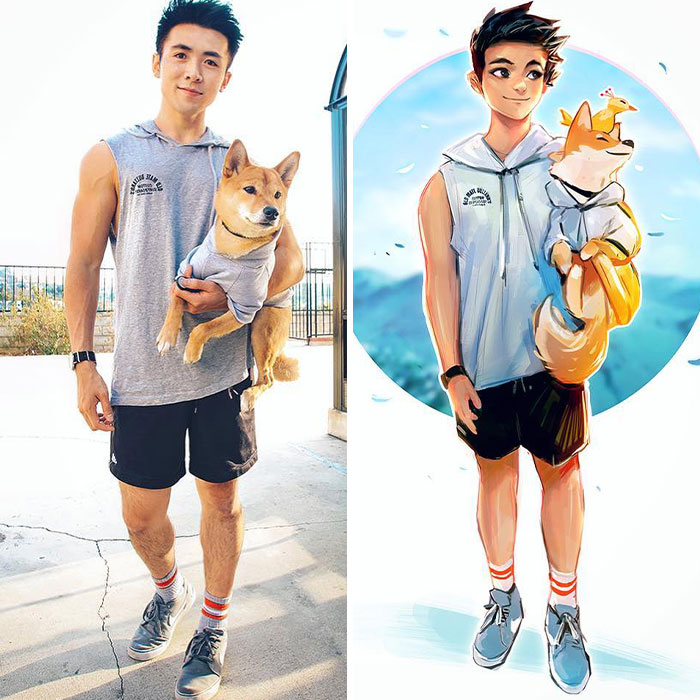 This Artist Turns His Dog And Himself Into Adorable Cartoon Characters (20 Pics)