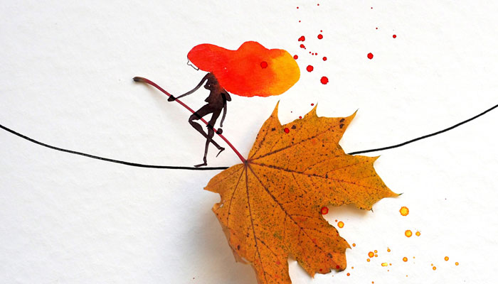 Autumn Is My Favorite Season, So I Made 31 Illustrations Out Of Leaves And Watercolor
