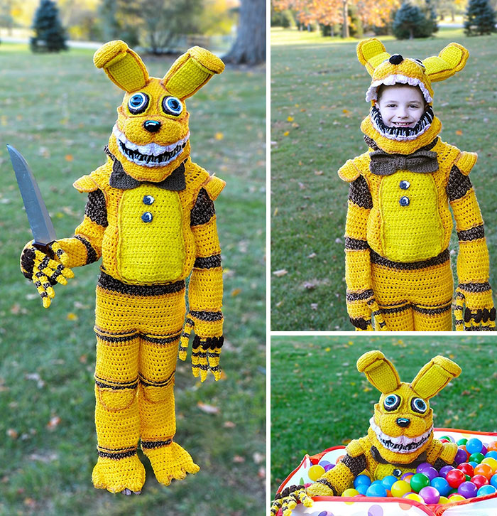 Full Body Crocheted Five Nights At Freddy's Costume For My Son! He's So Happy! Pit Bonnie